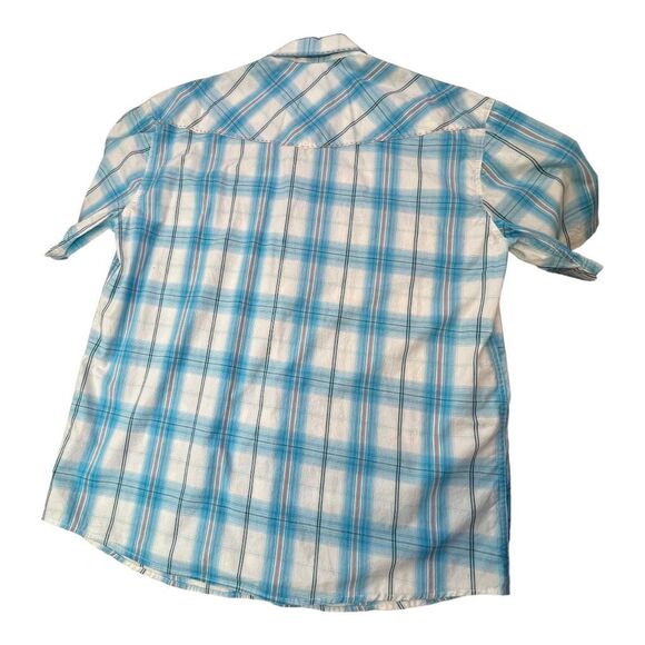 Roper Wear The West Men's Plaid Collared Pockets Button-Up Shirt Blue Size XL - Picture 9 of 12